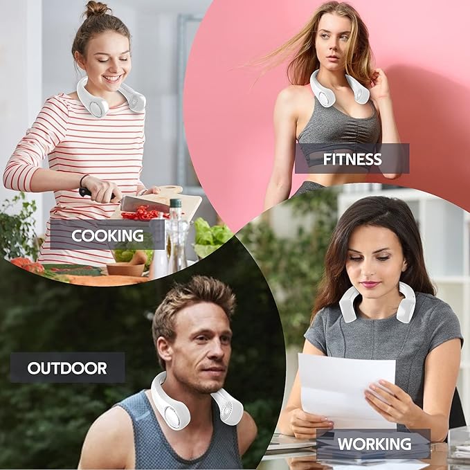 Portable Neck Fan, Hands Free Bladeless Fan, 360° Cooling Personal Fan,Wearable Quiet Fan for Outdoor Indoor, Birthday Gifts for Men Women Mom Dad, 4000mAh Battery USB Rechargeable(Blue Camouflage)