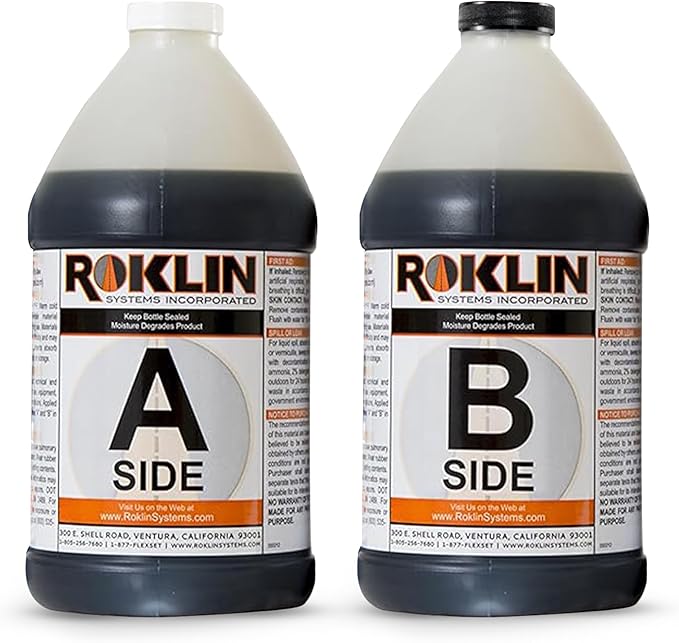 Roklin Systems, Inc. - PolyFlex DS Concrete Crack Filler, Quick-Drying Asphalt Crack Sealer, Floor/Wall Repair Patch Kit Essential, 3 gallons (1 ½ gallons x 2 - Side A & B), Black