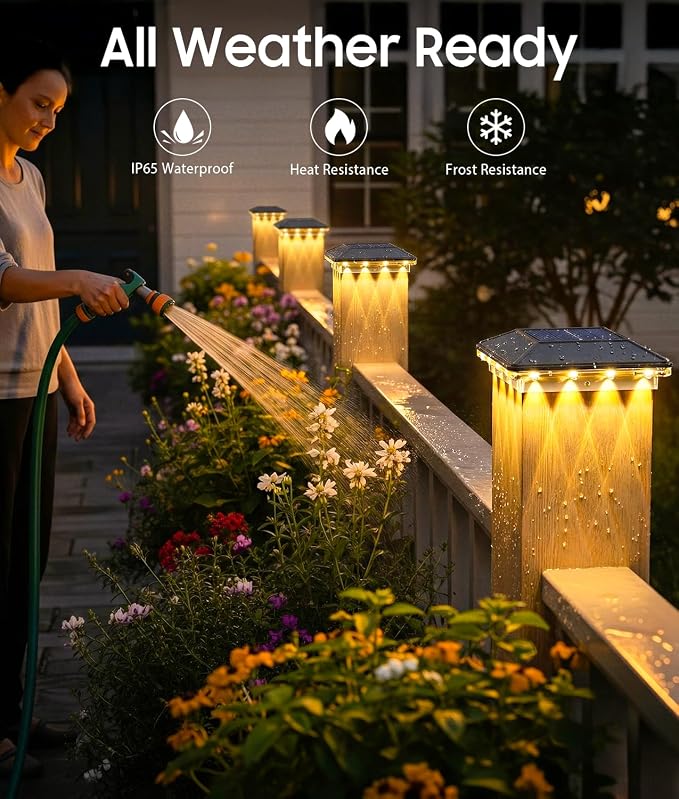12 Pack 4x4 Solar Post Cap Lights Outdoor, 3 Modes 16 LED Fence Post Solar Lights, Focused Lens Deck Fence Post Lights Solar Powered Waterproof Fits 4x4 3.5x3.5 Vinyl Wooden Posts for Deck Porch