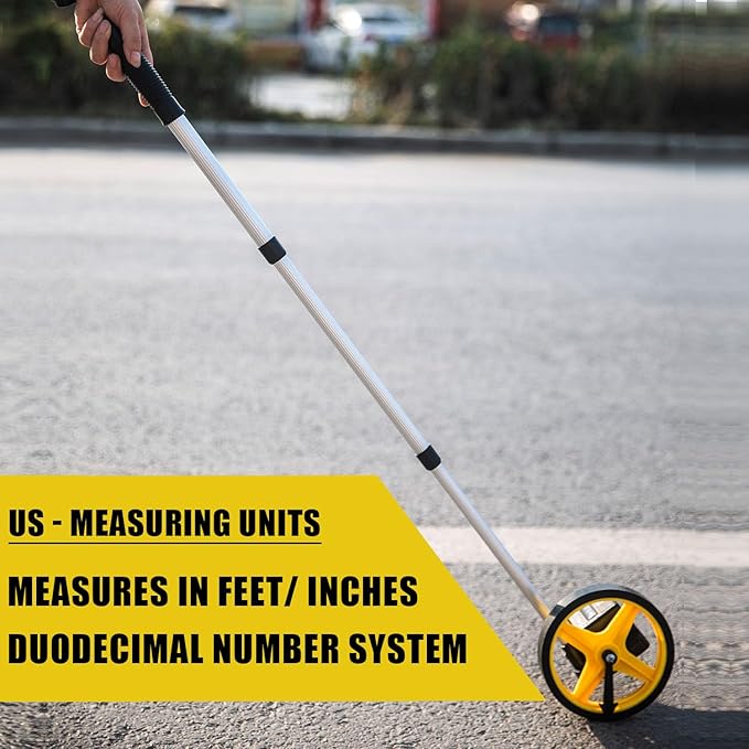 Zozen Measuring Wheel in Feet and Inches, 6-inch Measure Wheel - Telescopic/Mechanical/One Key to Reset/Starting Point Arrow and Cloth Carrying Bag, Measurement Up to 10,000Ft.