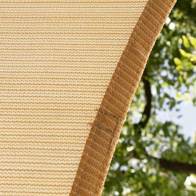 Amgo Custom Size 12 feet x 12 feet Beige Rectangle Sun Shade Sail ATAPR1620 Canopy Awning, 95% UV Blockage, Water & Air Permeable, Commercial and Residential, 5 Years Warranty (We Customize)