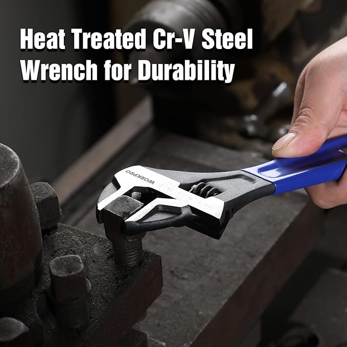 WORKPRO 2-Piece Adjustable Wrench Set, 6-Inch & 10-Inch Wide Jaw Black Oxide Wrench, Cr-V Steel, Metric & SAE Scales, Max Jaw Opening 15/16" & 1-5/16", for Home Repairs, Plumbing, Garage Work