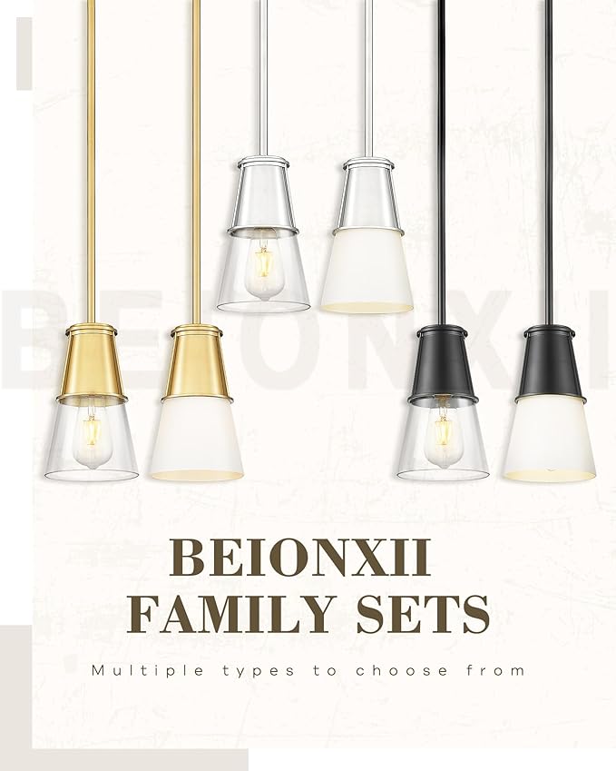 Beionxii 2 Pack Pendant Lights Kitchen Island, Brushed Nickel Pendant Lights 2 Pack, Kitchen Pendant Lighting Over Island, Pendant Lighting for Kitchen Island Sink, Milk Glass Shade, BX-PL01BN-2PK