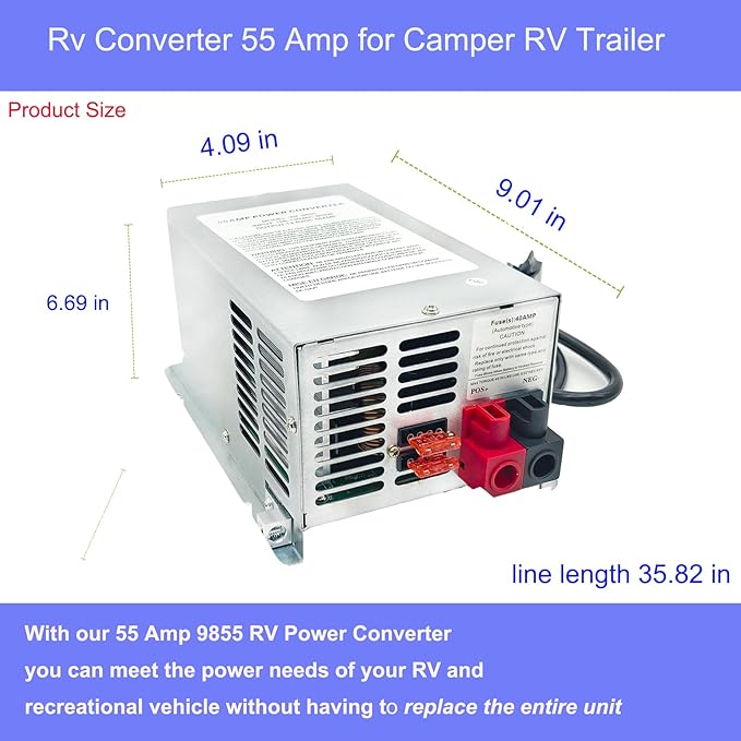 𝟐𝟎𝟐𝟓 𝐔𝐩𝐠𝐫𝐚𝐝𝐞 WF-9855 55 Amp Power Converter, Rv Power Converter, WF-9855-AD, Replace for RV Trailer Camper 9800 Series, WF-9855-AD, 55 Amp Power Converter for Rv, 5 Years Warranty