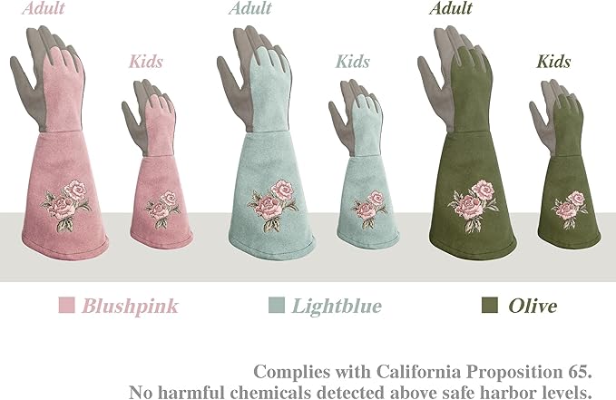 Rose Pruning Gloves Thorn Resistant, Embroidery Gardening Gloves with Extra Long Forearm Protection
