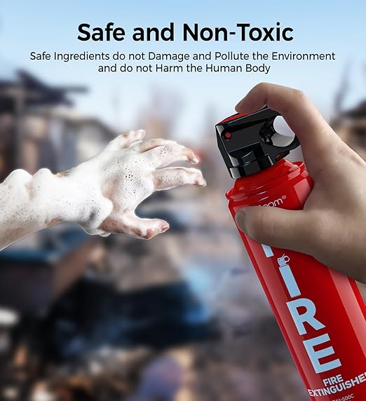 2-Pack Fire Extinguisher for Home, Kitchen, Car, and Grill with Mounting Bracket– Extinguishing Spray, Compact A, B, C, K – Eco-Friendly, Prevents Reignition.