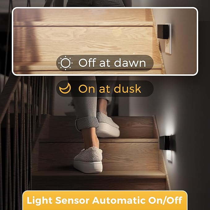 L LOHAS LED Night Light, Dimmable Modern LED Night Lights Plug into Wall,Dusk to Dawn Sensor Night Lights for Kid, 0-100LM 5000K Nightlight for Hallway Bedroom Stairway