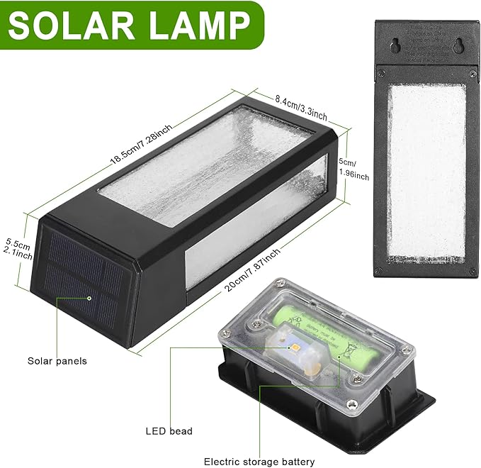 GOODFOEVER 4 Pack Solar Fence Lights Solar Post Accent Light/Wall Light for Outdoor, Yard, Fence, Porch and Garage, Body in Aluminum and Glass Waterproof