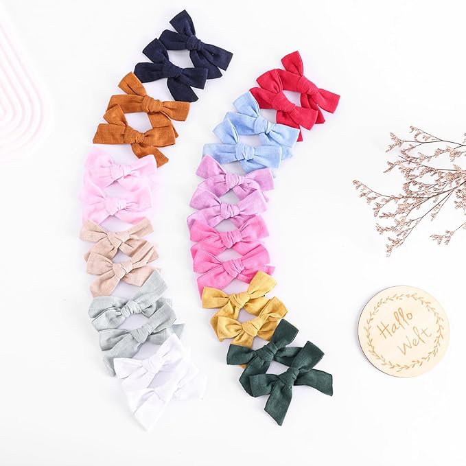 3.2 Inch Linen Baby Girl Hair Clips, Hair Bows for Toddler Kids, Alligator Clip Hair Accessories for Babies, Purple