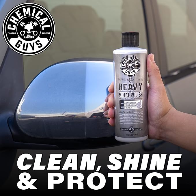 Chemical Guys Heavy Metal Polish Restorer and Protectant - Cleans, Restores & Protects, Aluminum, Stainless Steel, Chrome Polish & More, Safe for Cars, Trucks, Motorcycles, RVs, and Boats - 16 oz