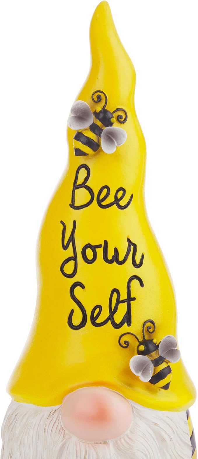 Alpine Corporation 12" H Bee Yourself Indoor/Outdoor Garden Gnome Statue, Yellow/Black