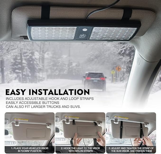 Xprite White/Amber 2-in-1 Visor Strobe Lights Interior Windshield Emergency Warning Lights for Police Firefighter Construction Vehicles Trucks