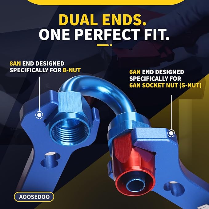 Adjustable AN Fittings Wrench AN Wrench for AN Hose Fitting Adapters AN Fitting Tool 3AN-16AN Lightweight Aluminum Black. With a Double Hose End Fitting Wrench 6AN Socket-AN8 B-nut Blue