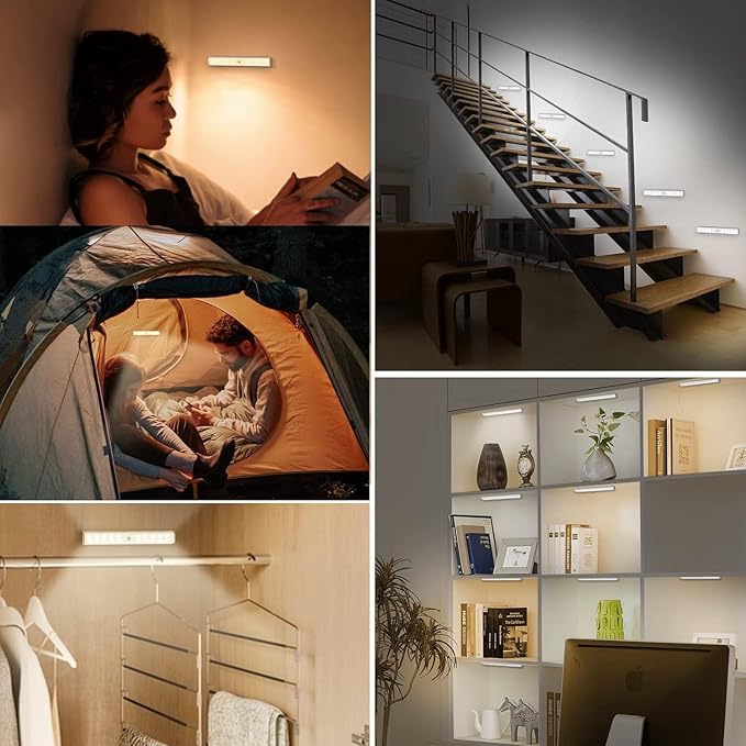 Under Cabinet Lightis Wireless with Remote, 15 Color RGB Magnetic Led Light Bar, 48-LED Rechargeable Closet Lights, 3 Timer & 4 Modes, Stick on Lights for Kitchen, Pantry, Bedroom, Stairs