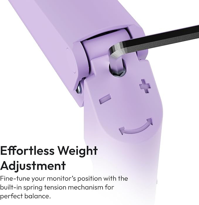 Pixio PS1S Wave Purple Single Monitor Arm Stand Desk Mount - Fits up to 32 inches Monitors and up to 19.8lbs. VESA Compatibility and Integrated Cable Management