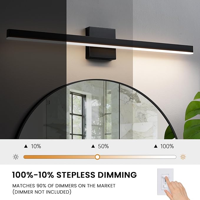 KAISITE Modern Bathroom Vanity Light - Black LED Bar Vanity Light Fixture Over Mirror, 32 Inch, Dimmable, 5CCT