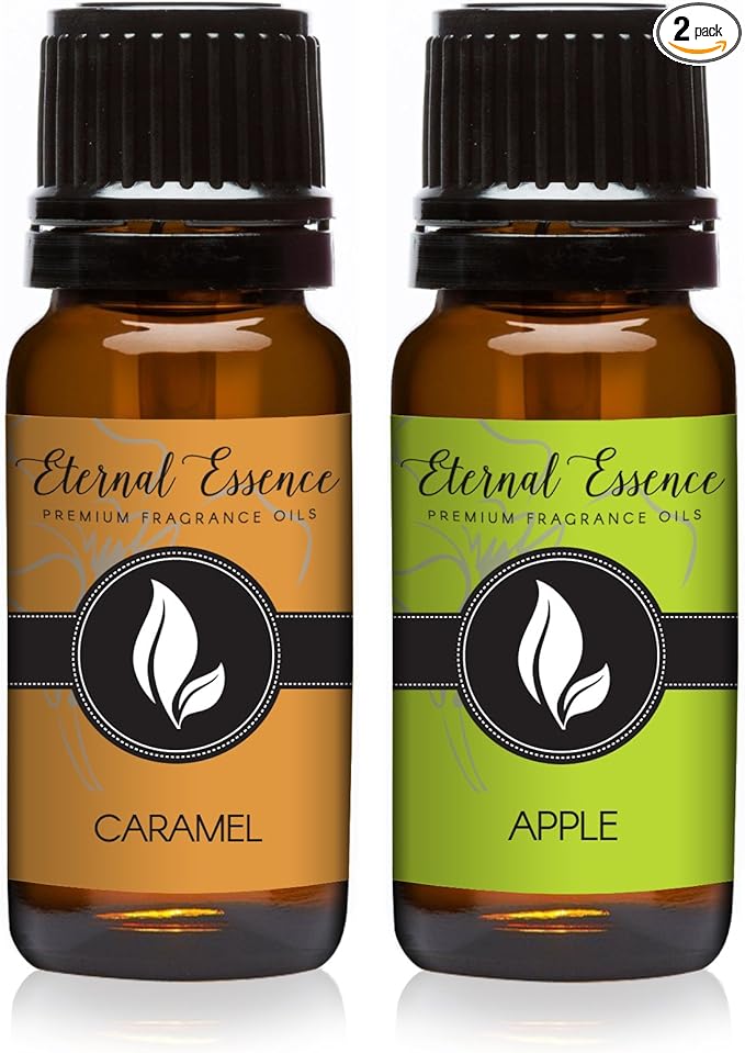 Eternal Essence Oils 2 Pack 10ml Premium Fragrance Oil - Caramel & Apple - for Candle, Soap Making, Aromatherapy, Diffusers, Home Care, & Humidifiers
