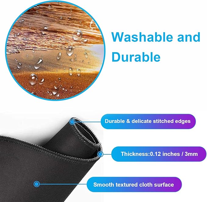 Large Extended Gaming Mouse Pad with Stitched Edges, Non-Slip Waterproof Rubber Base Mouse Pad for Office, Computer, Keyboard, Laptop and Home Desk Pad 35.4 x 15.7 x 0.12 Inch (Beach at Sunset)
