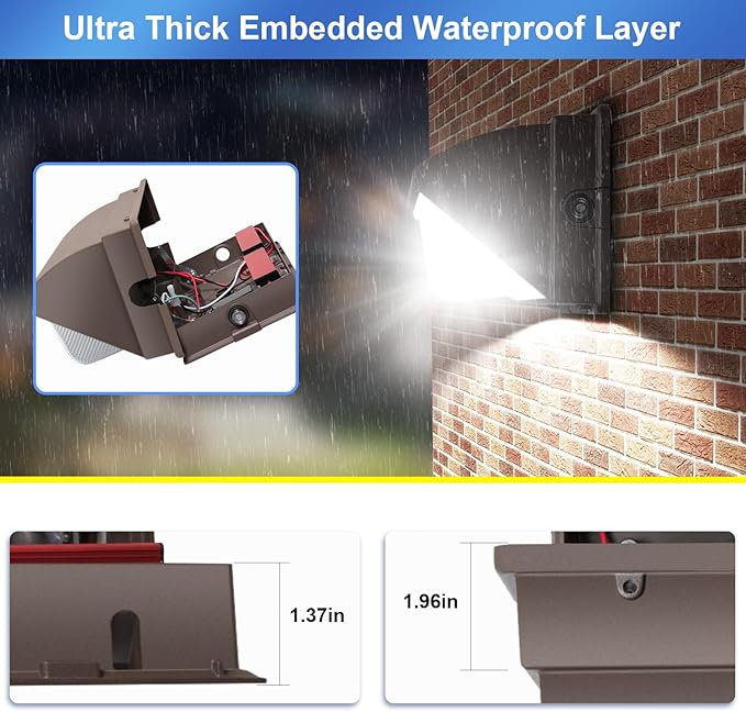LED Wall Pack Light 500W Equivalent 18000LM LED Flood Security Light Dusk to Dawn Photocell 5000K 120W 100-277V Outdoor Wall Mount Lighting Commericial IP65 Waterproof for Yard Garage 4 Pack