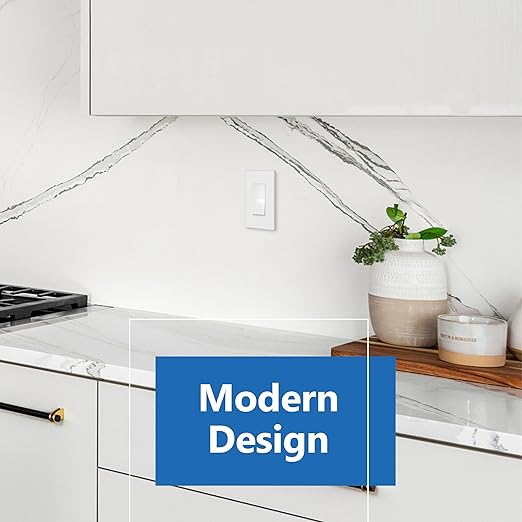 LIDER Matte White Minimalist Design Decorator Switch, Frameless Paddle Wall Light Switch, On/Off Rocker Switch, 3-Way or Single Pole, Residential Grade, UL Listed, 3 Wire, 15A 120-277VAC