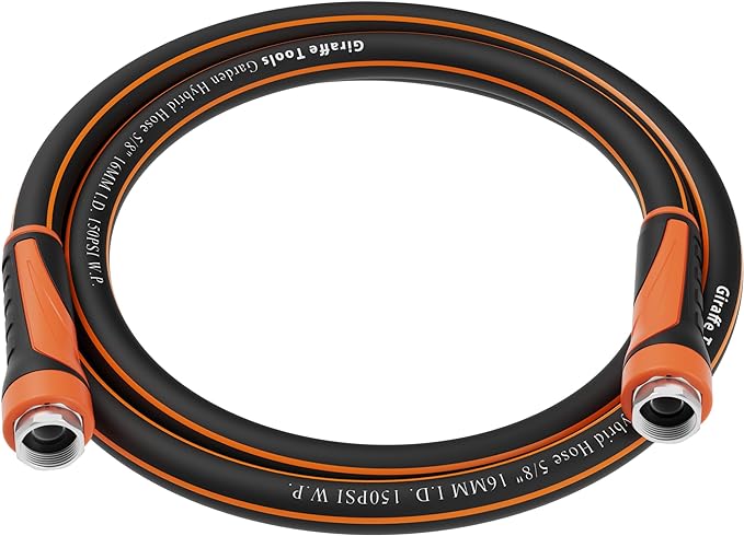 Giraffe Tools Garden Leader Hose 5ft x 5/8", Short Water Hose Heavy Duty, Flexible, Lightweight Hybrid Hose with Swivel Handle, Double Female Fittings, Burst 600 PSI