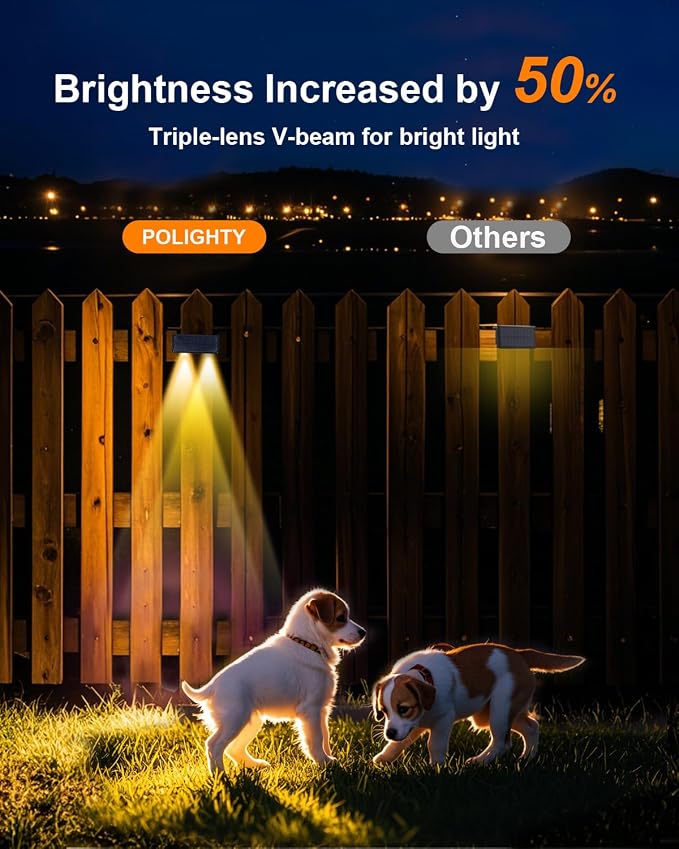 Solar Fence Lights Outdoor Waterproof LED Spot Lights, Warm White, Easy Install, Enhanced Security for Step, Wall, Deck, Patio, Yard, Stair, Walkway, Garden, Garage, Rail & Pool,DownSide-16Pack