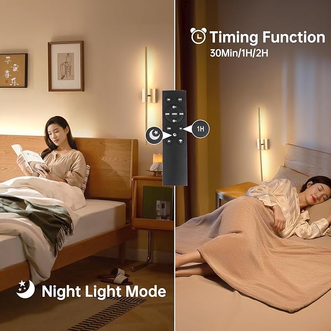 Shenmoyl Battery Operated Wall Sconce Set of 2, 10400mAh Rechargeable Wall Sconces, 3000K-6000K Dimmable, 350°Rotate, Indoor Wall Lights for Bedroom Living Room Bathroom, Gold, 31.5 Inch