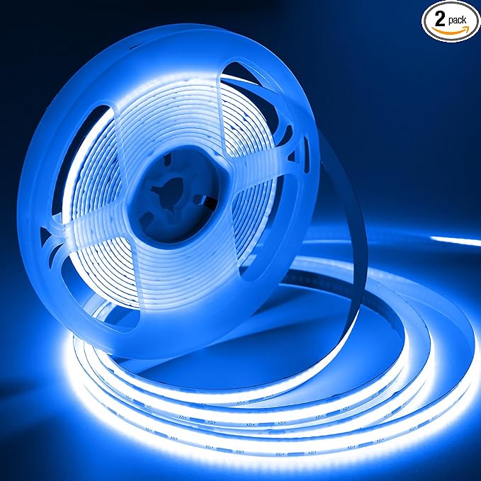 iNextStation 16.4ft/5M Bule COB LED Light Strip, DC12V CRI 93+ Light Strip for TV, 8mm Width LED Tape Lights, LED Strip Lights for Bedroom, Kitchen, Cabinet, Stage, Home DIY Lighting Decor(No Plug)