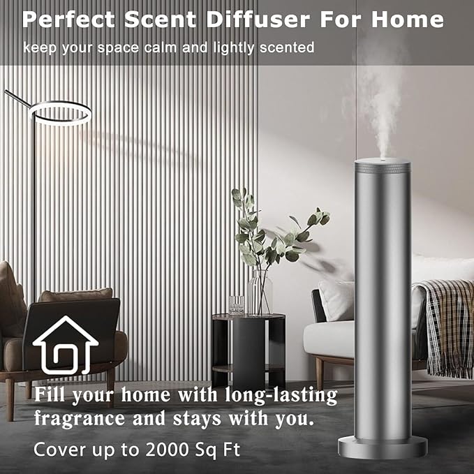 Hotel Scent Diffuser Machine -Cordless Rechargeable Diffuser for Whole House- Scent Air Machine for Home -App Bluetooth Control - Waterless Essential Oil Diffuser for Large Room, Studio Office -Silver