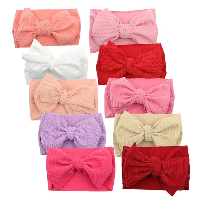 KIDOCHEESE Big Bows Baby Girl Headbands with Bows Elastics Nylon Hairbands Oversized Head Wraps Large Hair Bow Hair Accessories for Baby Girls Newborn Infant Toddlers Kids