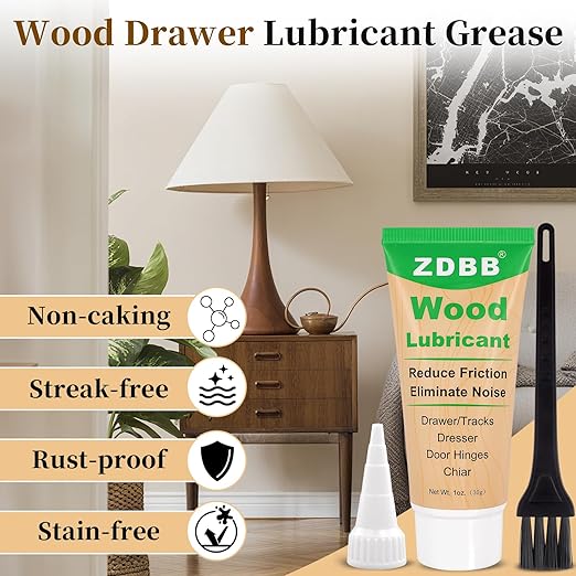 Wood Drawer Wax Lubricant Paste Door-Ease Lubricant Wear-Resistant Eliminate Sticking Noise Loosen Drawer Slide Grease for Wood Furniture, Window Track, Sliding Glass Doors, Hinges, 1 oz 1-Pack