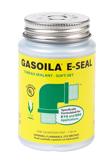 Gasoila Thread Sealant for Ethanol E10 & E85 Applications, Non-Hardening, Non-Toxic, Opaque Dark Green Paste – USA-Made, 1/4 Pint – Ideal for Pipe Threads, Motors, Fuel Lines & More, Brush in Cap