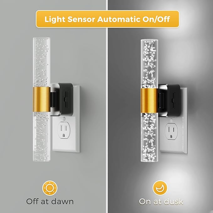 L LOHAS LED Bright Night Light, Night Lights Plug into Wall, 180° Rotating, Daylight White 5000K, Auto Light Sensor, Dimmable Nightlights for Bedroom Bathroom Hallway, 1 Pack
