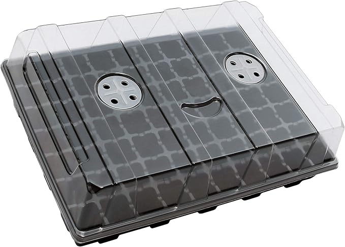 Gardzen Seed Starter Tray, 5 Pack Smiling Face Plant Germination Trays with Total 350-Cell, Seed Starter Kit with Humidity Vented Domes and Bases for Starting Vegetable Flower Herb Seeds 18" x 14"