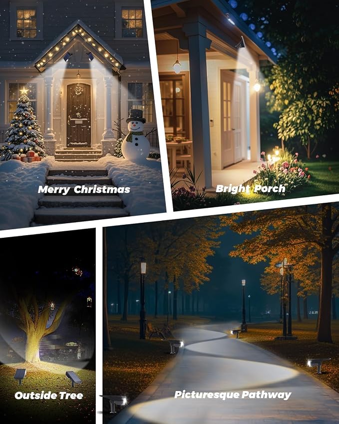 1 Pack Solar Spot Lights Outdoor Waterproof, 20 LEDs Bright Landscape Spotlights Dusk to Dawn, Cool White Adjustable Uplights for Yard Tree House Garden Wall Pathway, IP65