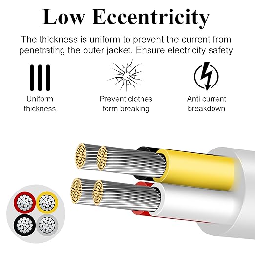 22 Gauge 4 Conductor Electrical Wire, 32.8 FT Low Voltage 22/4 Tinned Copper Stranded 4 Wire Cable, 22 AWG White Flexible Extension Power Cord for Automotive, LED Lamp, Outdoor Landscape Lighting Etc