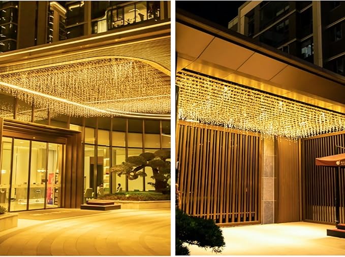 GTSYDING LED Icicle String Lights, Christmas Icicle Lights 16.4FT 216 LEDs Window Curtain Starry Fairy Lights Plug in 8 Modes for Wedding Party Bedroom Garden Patio Outdoor Indoor (Warm White, 5)