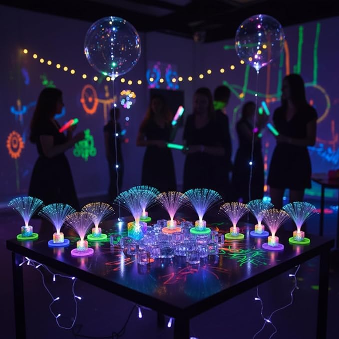 Amylove 30 Pcs Mini Fiber Optic Lamp Bulk LED Light Color Changing Table Centerpiece Glow in The Dark Party Favors Supplies for Wedding Graduation Birthday Disco Dance Decorations (6 Inch,Clear)