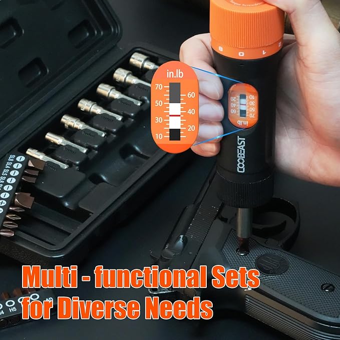 Torque Screwdriver 38Pcs, Gifts for Men Torque Wrench with Inch/Pounds Torque Range 10-70 In-lb, S2 Bits, Sockets and Storage Case for Maintenance, Tools, Bike Repairing and Mounting