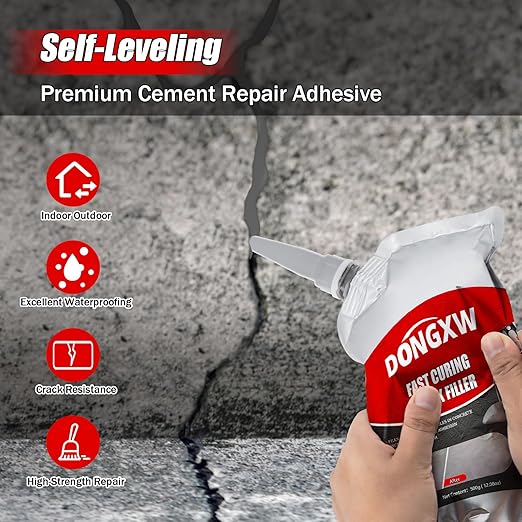 Concrete Crack Filler, 2Pcs Weather Resistant Cement Crack Repair for Driveways, Quick-Drying Concrete Caulking Adhesive Sealant for Sealing Horizontal Cracks, Gray