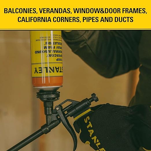 STANLEY F 990P Supercoat Spray Foam Insulation Kit - Closed Cell Spray Foam Covers Up to 360 Sq.Ft.,(11.32/2 inch R-Value) - Including Gun, Cleaner, Safety Items - 27.1 oz, 18 Pack