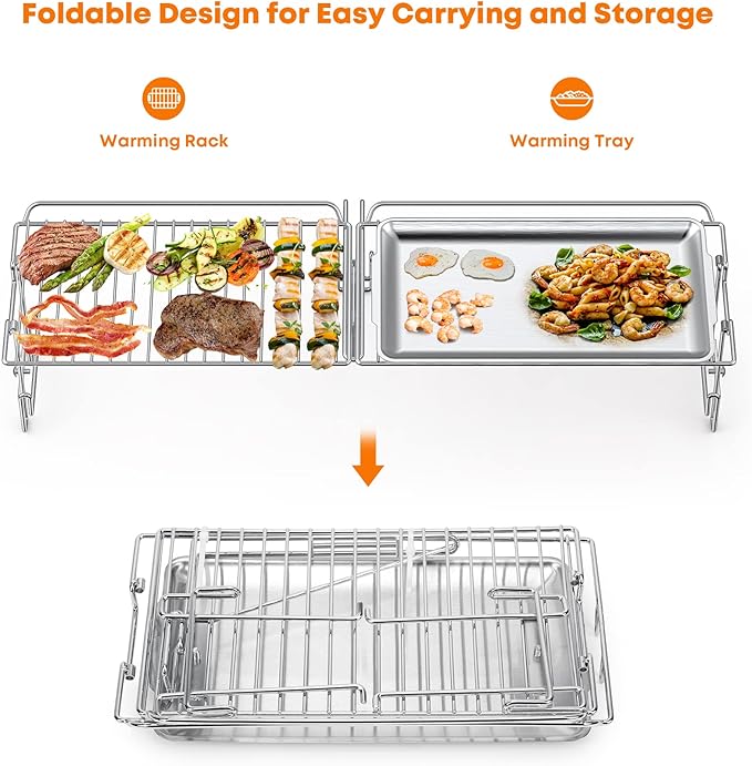 Stanbroil Griddle Warming Rack and Tray for 28" Blackstone Griddle - Foldable Cooking Grate BBQ Accessories Compatible with 28" Blackstone Griddle (Not Work with Hood)