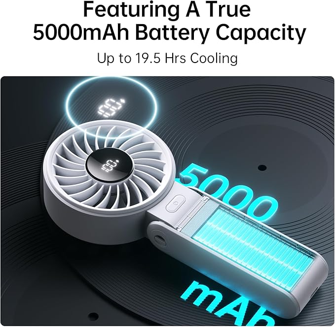 JISULIFE Handheld Fan Life7 – Ultimate Flexibility: High-Power Motor, LED