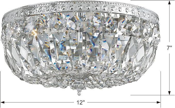 Crystorama 3 Light Clear Italian Crystal Flush Mount (Polished Chrome)
