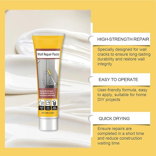 Wall Repair Paste, Quick Drying Filler, 5.5x16.3cm, Drywall Hole Patch, Ceiling CrackSealer, SmoothFinish Paste, for Bedroom, Kitchen, Garage, Living Room