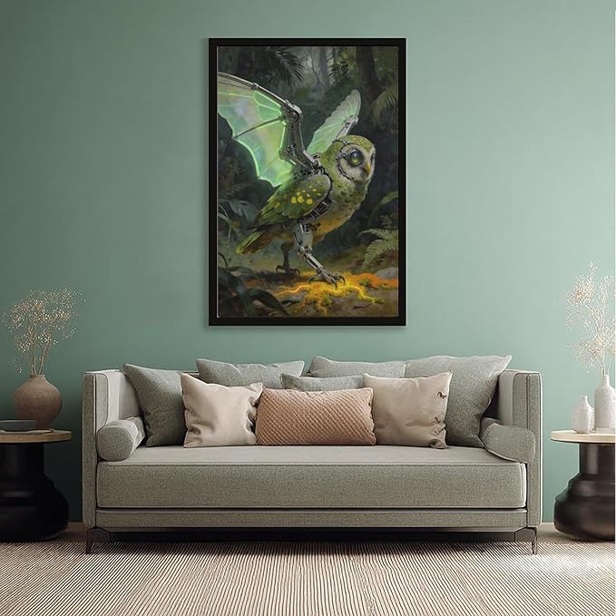 Framed Cyber Fantasy Wall Art for Living Room And Home Office Modern Sci Fi Nature Inspired Decor 20x30in