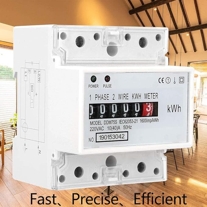 Watris Veiyi DDM75S 10-40A Single Phase KWH Meter, 4P Din Rail Energy Meter, Electric Meter, Electronic Din Rail KWh Meter, LED Electricity Power Consumption Wattmeter Energy Meter