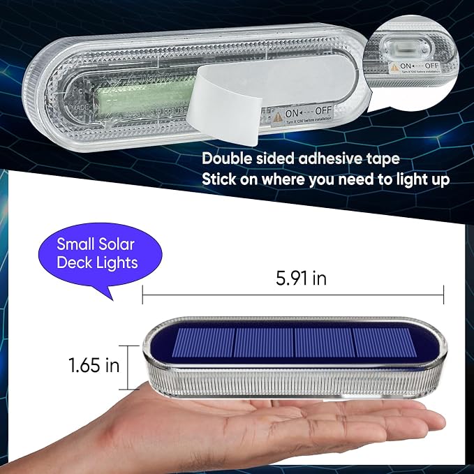 YiLaie Blue Solar Lights for Outside Stick on Boat Dock Step Driveway Strip Lights Solar Powered Outdoor Waterproof Deck Stairs Post Ground Pathway Walkway Accessories Auto ON/Off（8 Pack）