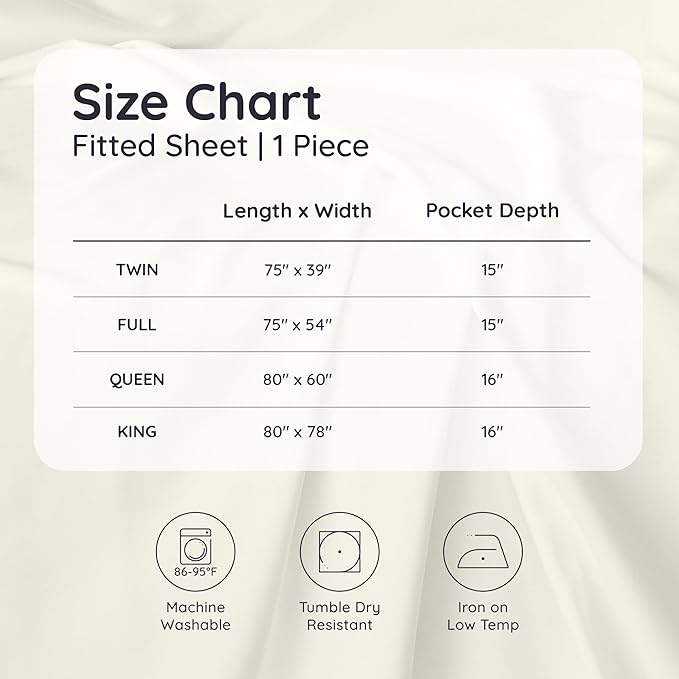 Bambaw 100% Viscose Derived from Bamboo Full Fitted Sheet Only, Soft & Cooling Fitted Sheet Full Size, 15’’ Deep Pockets (Sea Glass)