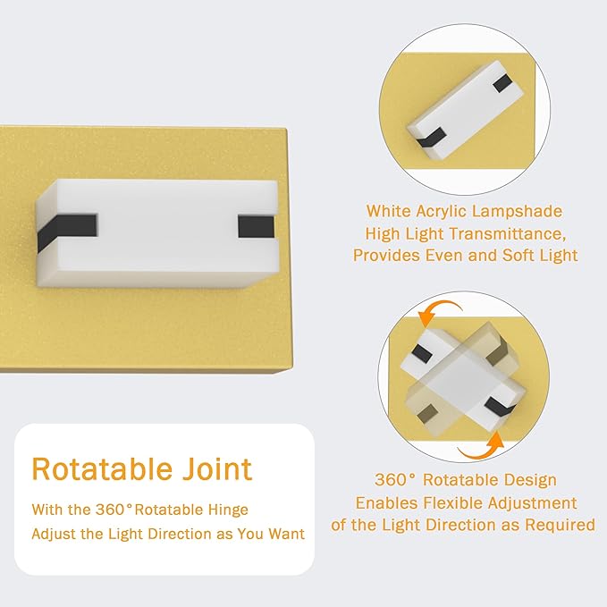 LED Bathroom Light Fixtures, 5-Light Modern Vanity Lights with Milky White Frosted Acrylic Shades, Gold Bathroom Lighting fixtures Over Mirror, ETL Listed, 35W (Cool White 5700K)